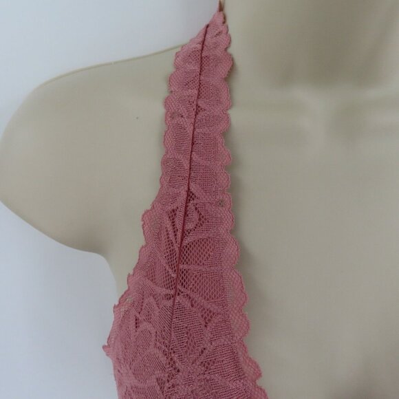 PINK Victorias Secret Small Lace Bralette V Neck Floral Flower Bra Strappy NEW - Picture 2 of 15